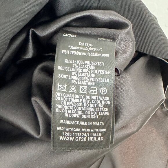 Ted Baker Cap Sleeve Rounded Neckline Sheath Dress Office Work Black Size 4 - Picture 5 of 8